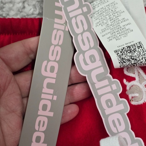 Missguided Sweatpants Womens Large Red Wide Leg Drawstring Pants Hip Hop - Picture 6 of 13